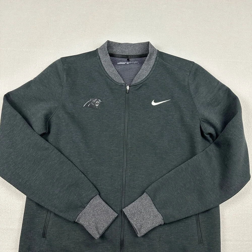 Carolina Panthers Jacket Women Large Gray Nike Swoosh Full Zip Bomber NFL L